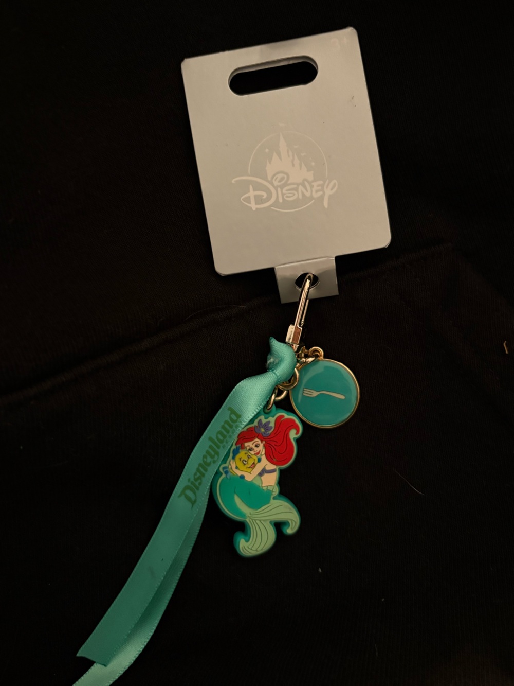 Disney Ariel Teal and Red Ribbon Charm Keychain